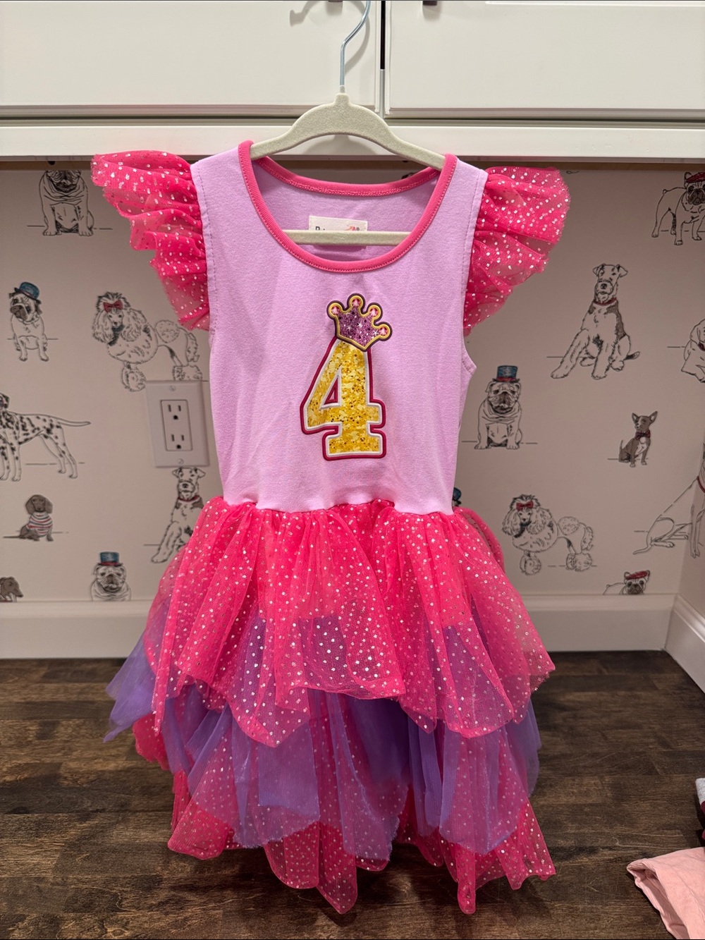 Girls Pink & Purple '4' Birthday Tutu Dress - size 4